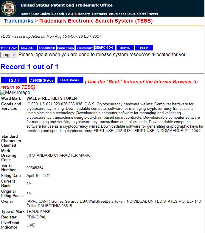 wsbcryptocoin's tweet photo. Does this mean we are worth $10-$100 per WSBT now? We have only 75M WSBT in Circulation!! Selling for .004 right now!!  Soon $1, then $5, then $10... #wsbt #trademarked #originalWallStreetBetsToken We own the TRADEMARK and are the Original @coingecko @CoinMarketCap @WhiteBit https://t.co/TBLR9DqJXP