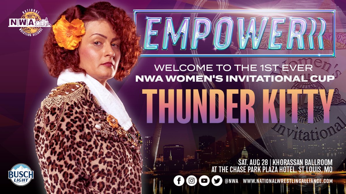 nwa's tweet photo. A classic event like #RaceToTheChase needs classic competition!

We're pleased to announce @KittyThunders has entered the NWA #EMPOWERRR Women's Invitational!

Wrestling since 1946 &amp; 100 years young,  'Thunder' Kitty LaFleur is the definition of class!

https://t.co/8yMwjeKZIZ https://t.co/J15QAogBwV