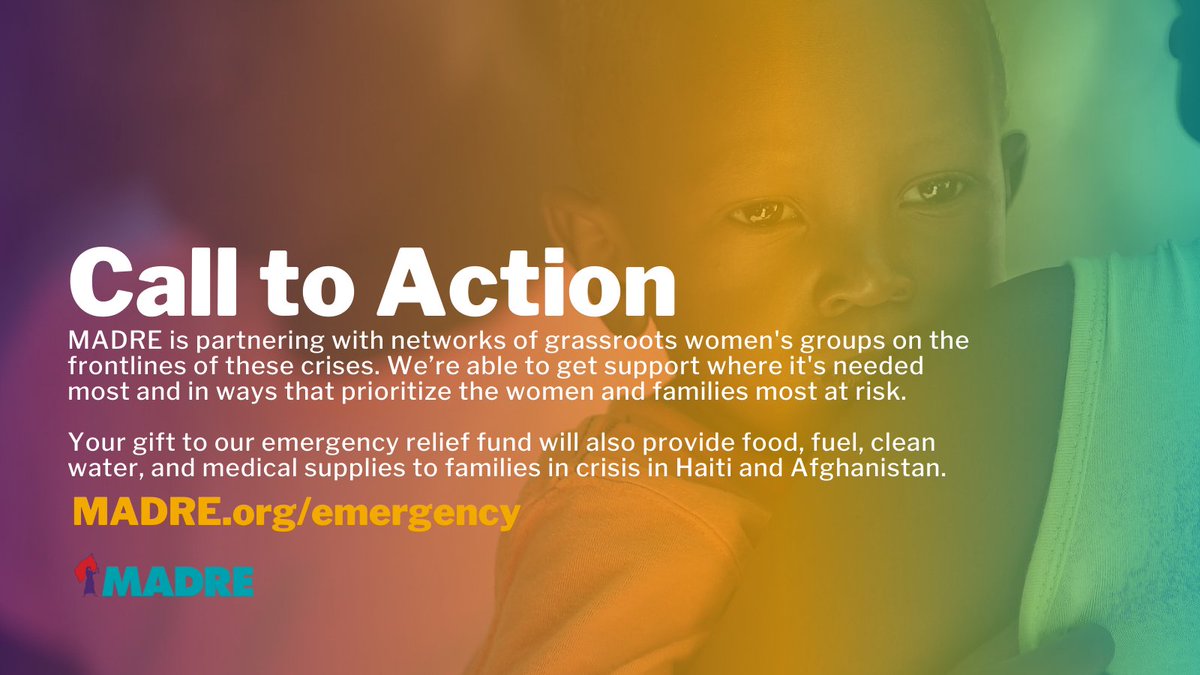 🚨RIGHT NOW🚨 We're partnering with networks of grassroots women's groups in Afghanistan and Haiti to get support where it's needed and prioritize the women and families most at risk.

A donation to our emergency fund can help us do this work: bit.ly/3iXP3ip