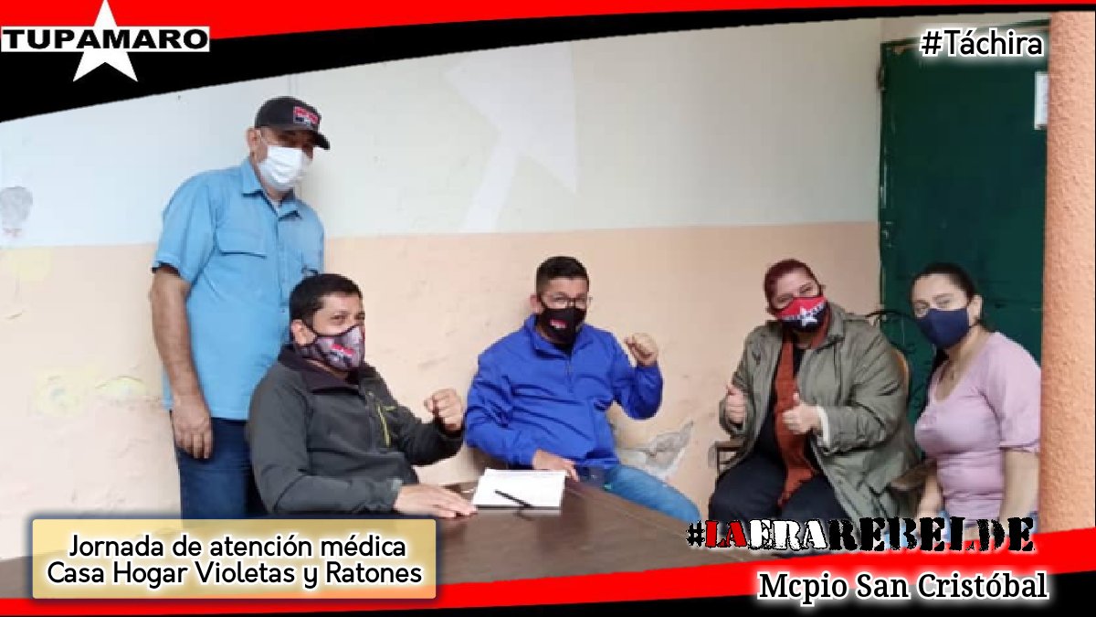 Militancia #Tupamaro del Mcpio San Cristóbal apoyando el desarrollo de la jornada de atención médica en Casa Hogar Violetas y Ratones a cargo del IDENNA.

@TupamaroMRT <a href="/Occidente_MRT/">Bloque Occidental Ángel Tobías García Villamizar</a> <a href="/Tupa_Esteban/">Esteban Fernández</a> <a href="/JhonklinR/">Comuna y Fortalecimiento económico</a> <a href="/KarelysMrt/">KARELYSMrtAn</a> <a href="/anyelomendoza13/">Anyelo Mendoza</a> 
<a href="/sancristobalmrt/">SancristobalMRT</a>