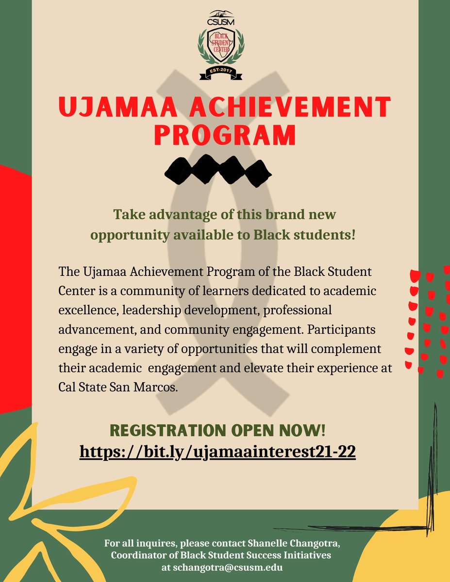 Attention BSC Community: A new opportunity is coming soon! Register at  bit.ly/ujamaainterest…