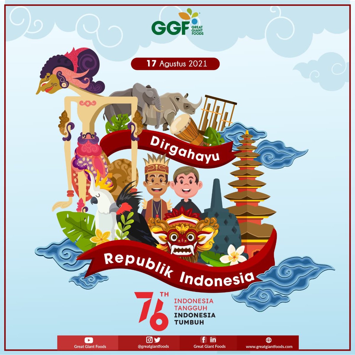 greatgiantfoods's tweet photo. Hi Great People! Segenap Keluarga Besar Great Giant Foods mengucapkan Dirgahayu ke-76 Republik Indonesia. Kondisi pandemi saat ini tentu tidak mengurangi makna kemerdekaan di hati masyarakat. Indonesia Tangguh Indonesia Tumbuh! Merdeka! #17an https://t.co/rTqOt9Vb3e