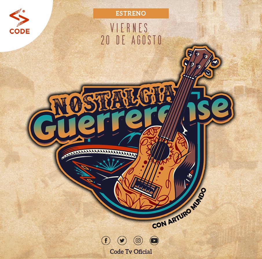 CODETv5's tweet image. 🔴‼NO TE PIERDAS APARTIR DE ESTE VIERNES 20 DE AGOSTO #NOSTALGIAGUERRERENSE CONDUCIDO POR Arturo Mundo Catalan, 9:30 A 11 PM. (MUSICA, ENTREVISTAS, HISTORIA Y MÁS...)

#codetv
#arturomundocatalan