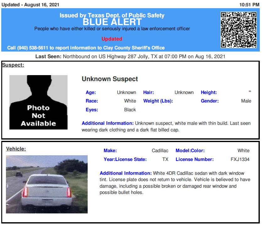Texas Alerts on Twitter: "ACTIVE BLUE ALERT for Unknown White Male from ...