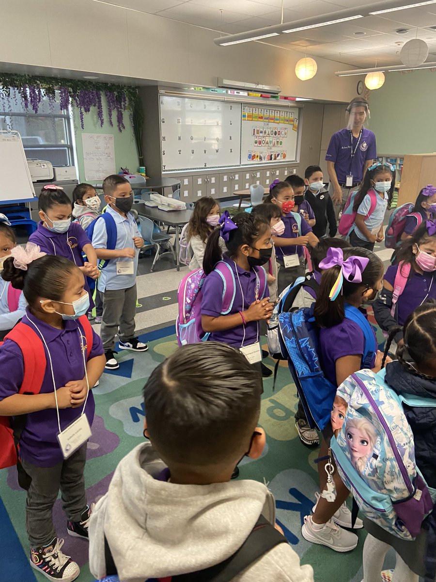 MsMarinK's tweet photo. What a great first day! Proud of how amazing our kindergarteners were 💜 Can’t wait to do it all again tomorrow! https://t.co/pbYeSuqagH