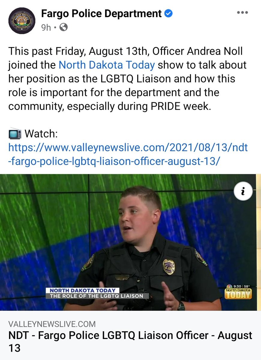 DavidStandal's tweet image. Fargo PD be like: 

LOOK SEE! WE GOT A GAY OFFICER! WE'RE GOOD, RIGHT? SEE WE ARENT ALL BAD. REMEMBER THAT WHEN SHE'S PUTTING YOU IN THE SLEEPER HOLD. WE LOVE GAYS.