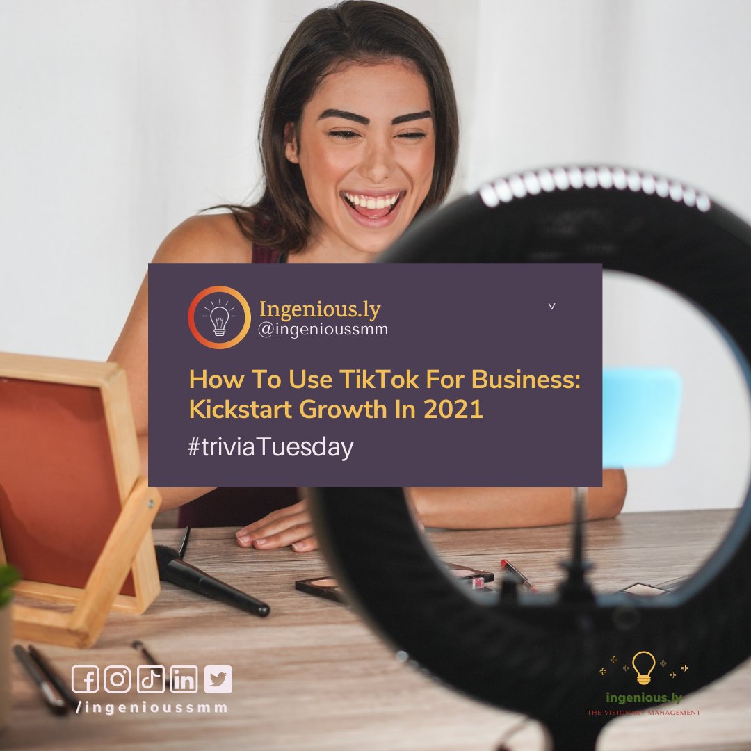 ingeniousSMM's tweet image. 𝐇𝐨𝐰 𝐓𝐨 𝐔𝐬𝐞 𝐓𝐢𝐤𝐓𝐨𝐤 𝐅𝐨𝐫 𝐁𝐮𝐬𝐢𝐧𝐞𝐬𝐬: 𝐊𝐢𝐜𝐤𝐬𝐭𝐚𝐫𝐭 𝐆𝐫𝐨𝐰𝐭𝐡 𝐈𝐧 𝟐𝟎𝟐𝟏
Here is a quick guide to using TikTok for business in 2021. 👉🏻 snip.ly/cr6qdp

#triviatuesday #socialmediastrategy #igenioussmm #tiktokmarketing #tiktokforbusiness