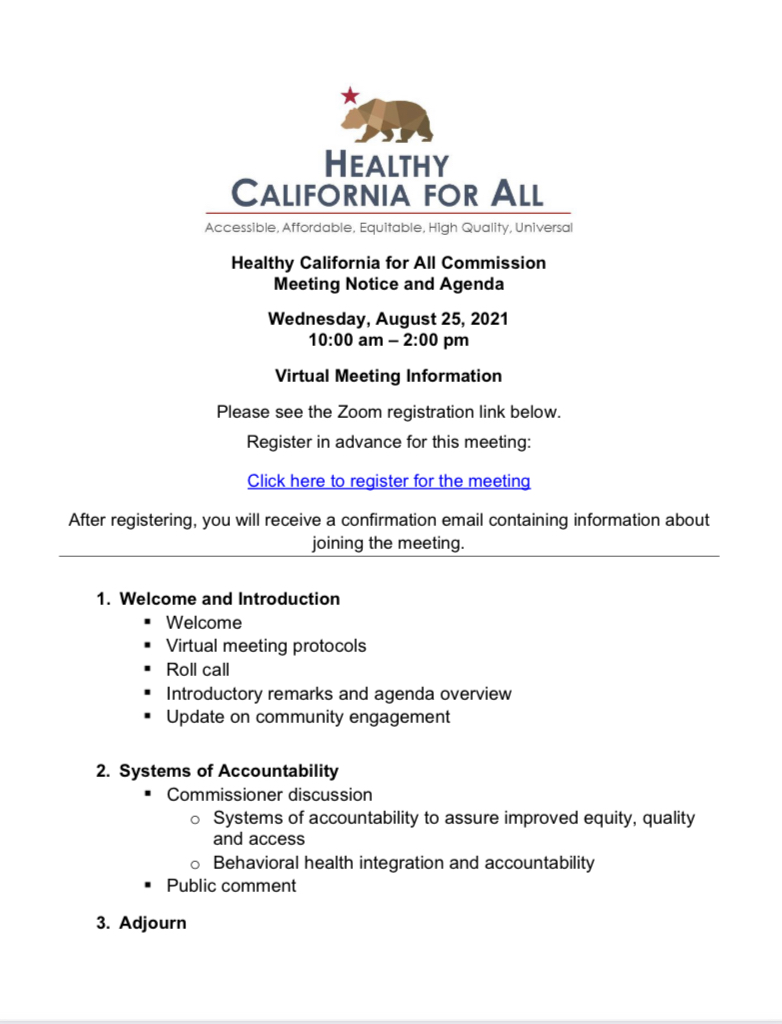 4HealthyCA's tweet image. It's that time again! Time to speak up at the Healthy California Now Commission meeting on 8/25 and call for California to lead the way as the first state to guarantee healthcare for all!

👇RSVP for Zoom👇
us02web.zoom.us/meeting/regist…