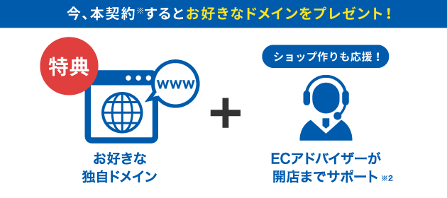 Makeshop ネットショップ Ecサイト構築サービス 独自ドメイン無料プレゼント実施中 新規ご契約ショップ様限定 今makeshopと本契約するとお好きなドメインが付いてきます ネットショップをはじめるなら今がお得 8 31 火 まで の
