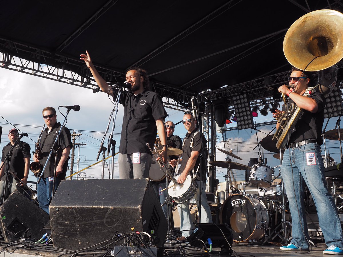 Here’s a couple from when they played @caboozempls plaza back a ways; @jackbrassband opened for them.