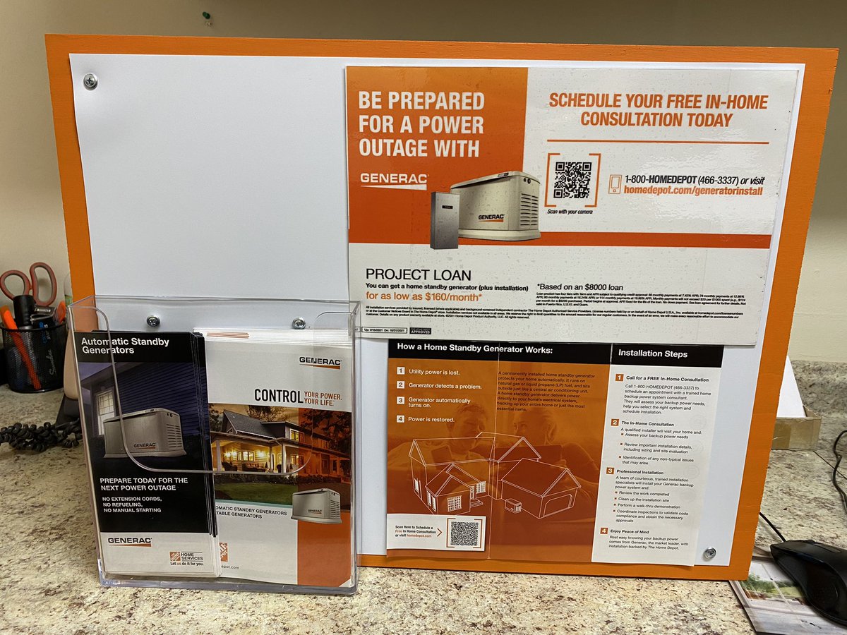 Heather_thd6635's tweet photo. Helping get Generac Leads no brochure holder no problem! Just made it myself 🤩 #serviceconnect #hdes #pacnorthproud @angelaroche19 @kubiak_scott @SteveKnottPN @Generac https://t.co/0xhImeDERI