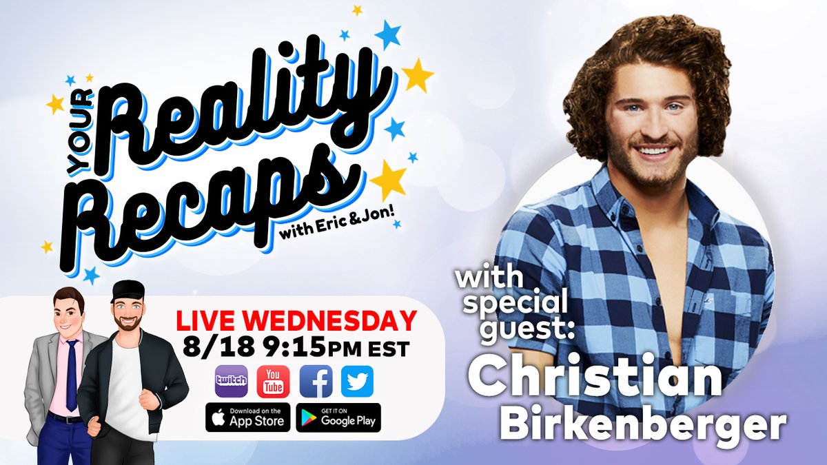 Hey #BB23 Fans! <a href="/CBirkenberger/">Christian Birkenberger (Chrish)</a> is joining <a href="/comedyjonah/">Jon Richardson</a> and I LIVE FOR AN HOUR to talk about the POV and his game!

🚨WED 8/18 9:15PM EST

👉WATCH LIVE HERE:  YouNow.com/realityrecaps

👉TWEET QUESTIONS USING: #YRRLive

👉PREVIOUS SHOWS: youtube.com/playlist?list=…

❤️RT &amp; SHARE❤️