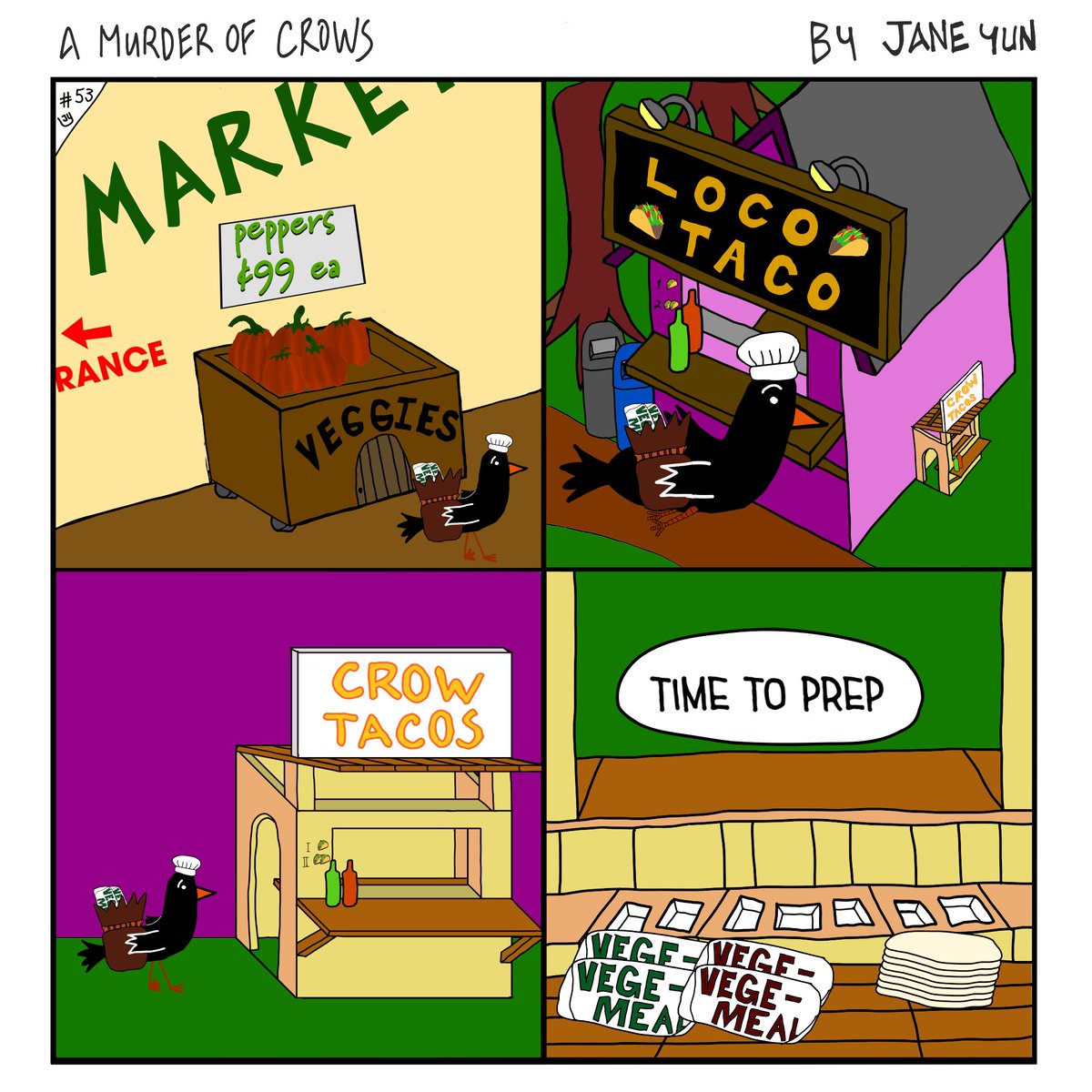 _amurderofcrows's tweet photo. the chef crow!! And linda 😻🥰🤣
i ❤️🌮’s
#🌮 #cooking #chefcrow #vegetarian #crowcomics #lindathegoose https://t.co/1ERz7TU5ZH