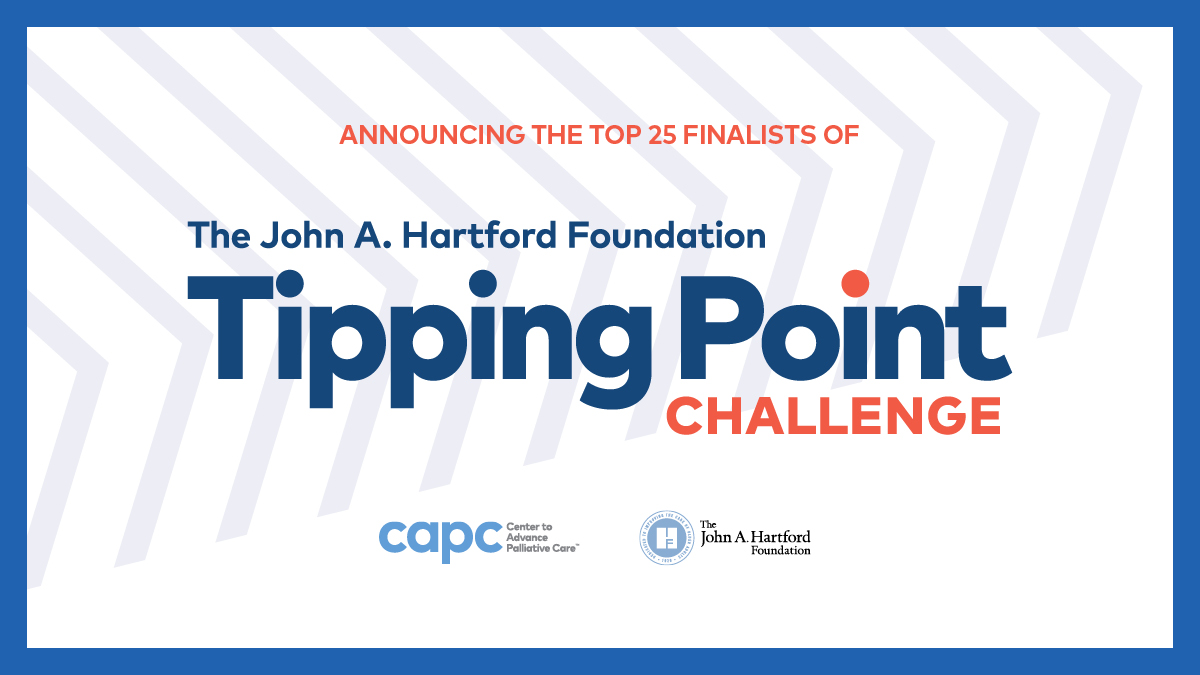 CAPCpalliative's tweet photo. Over 100 initiatives were submitted to the @johnahartford Tipping Point Challenge. Congratulations to the 25 Finalists! The national competition showcases strong innovations that improve care of people living with seriously illness >> https://t.co/wTmXAOhCUe #hpm #hapx https://t.co/U4zjdh6g9S