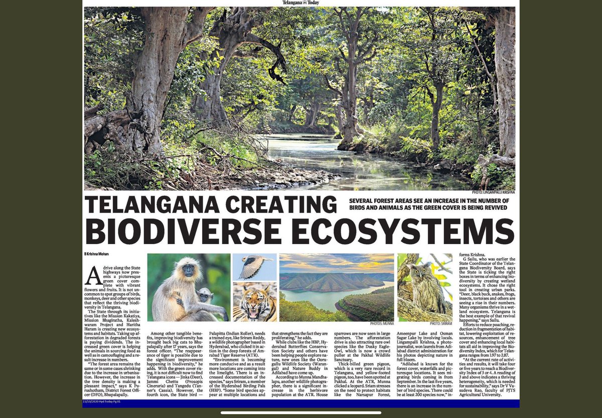 ErikSolheim's tweet photo. Hurrah!
Indian 🇮🇳 state of Telengana is world leader in aforrestation. Rapid increase in green cover in the state. Impressive urban parks. Huge benefits for wildlife and nature. A better environment  for people. Impressive! https://t.co/BM1TQr1joN
