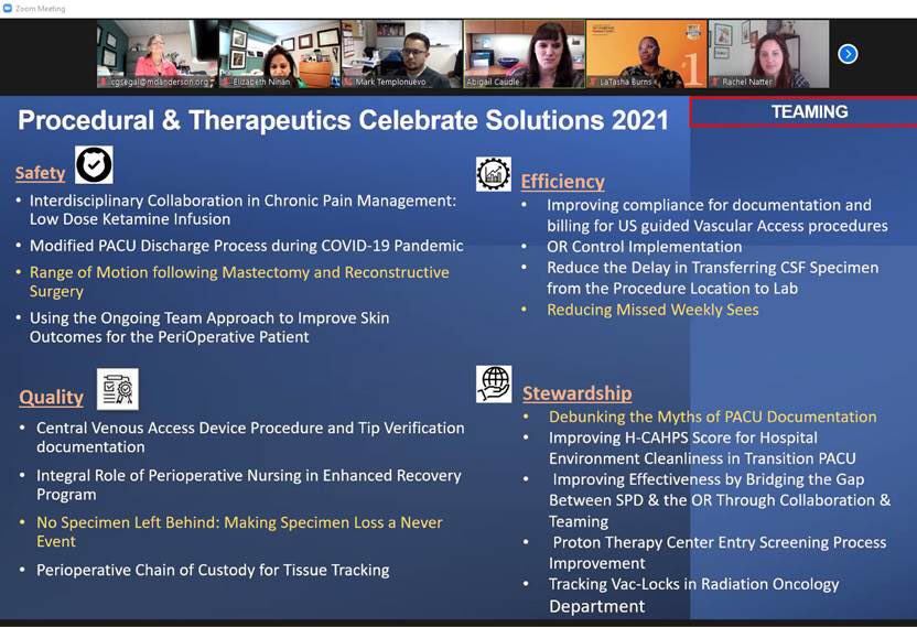 Inaugural Procedures & Therapeutics Celebrate Solutions mtg highlighted our team’s dedication to a safety-first and quality-focused culture! Our theme #teaming! An essential ingredient! @AbigailCaudleMD @jose_angel1 @carmenesthermd @AmyCEdmondson #endcancer @MDAndersonNews