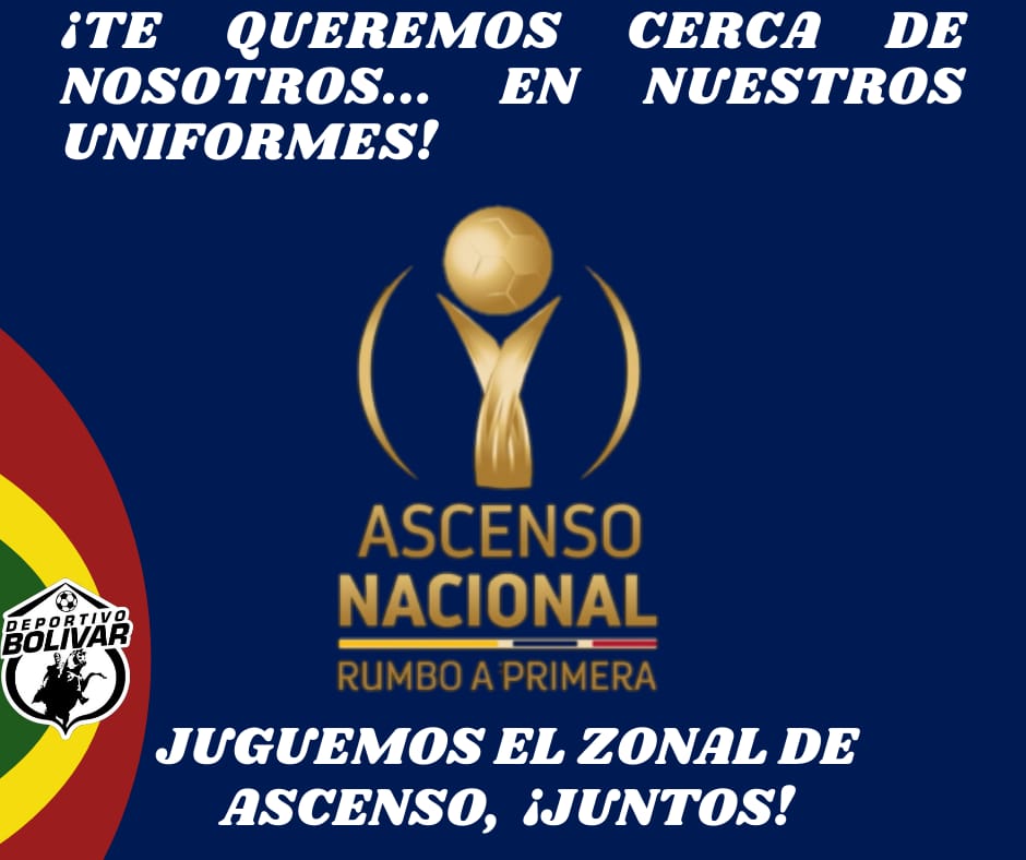 ASCENSO NACIONAL 2021

La Marca de tu empresa se verá genial en nuestros uniformes.⚬🏃 Se uno de los auspiciantes principales del Club.
 
Estamos diseñando los nuevos modelos que luciremos en los Play Off. 👕👕
⚪🔵🔴💯
⚃⚂⚀🏆💪
📱0990542664