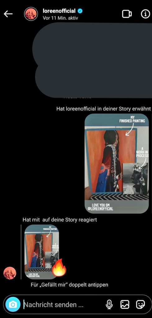 buterasmilo's tweet photo. @nastyysarah yesss, loreen saw the paintings I made of her that i posted on my story and repliedddd https://t.co/T476jCHdBR