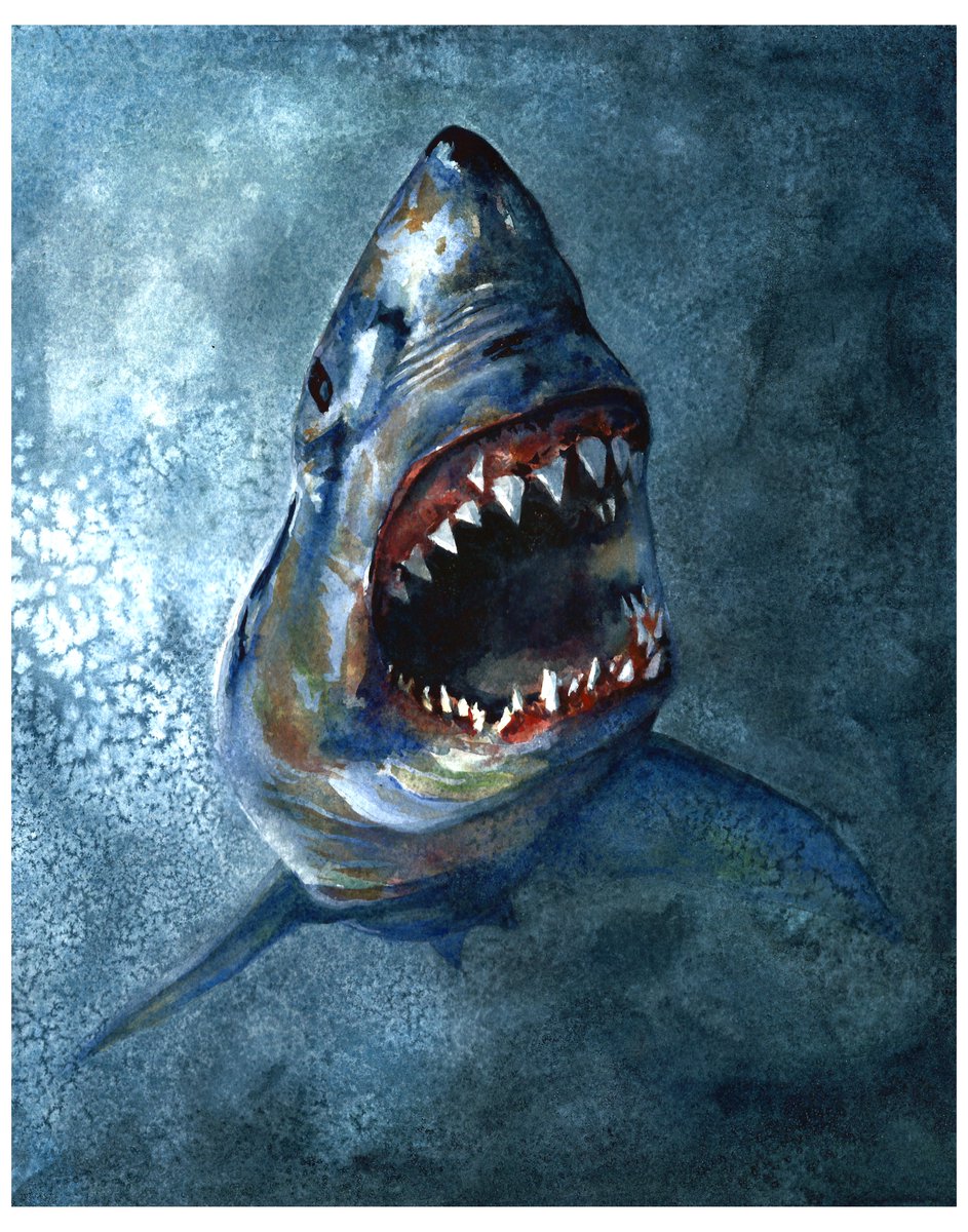 bigredsharks's tweet photo. My painting Jaws is available for sale now! https://t.co/xaqLBr48pU https://t.co/Yb2os9aiwL