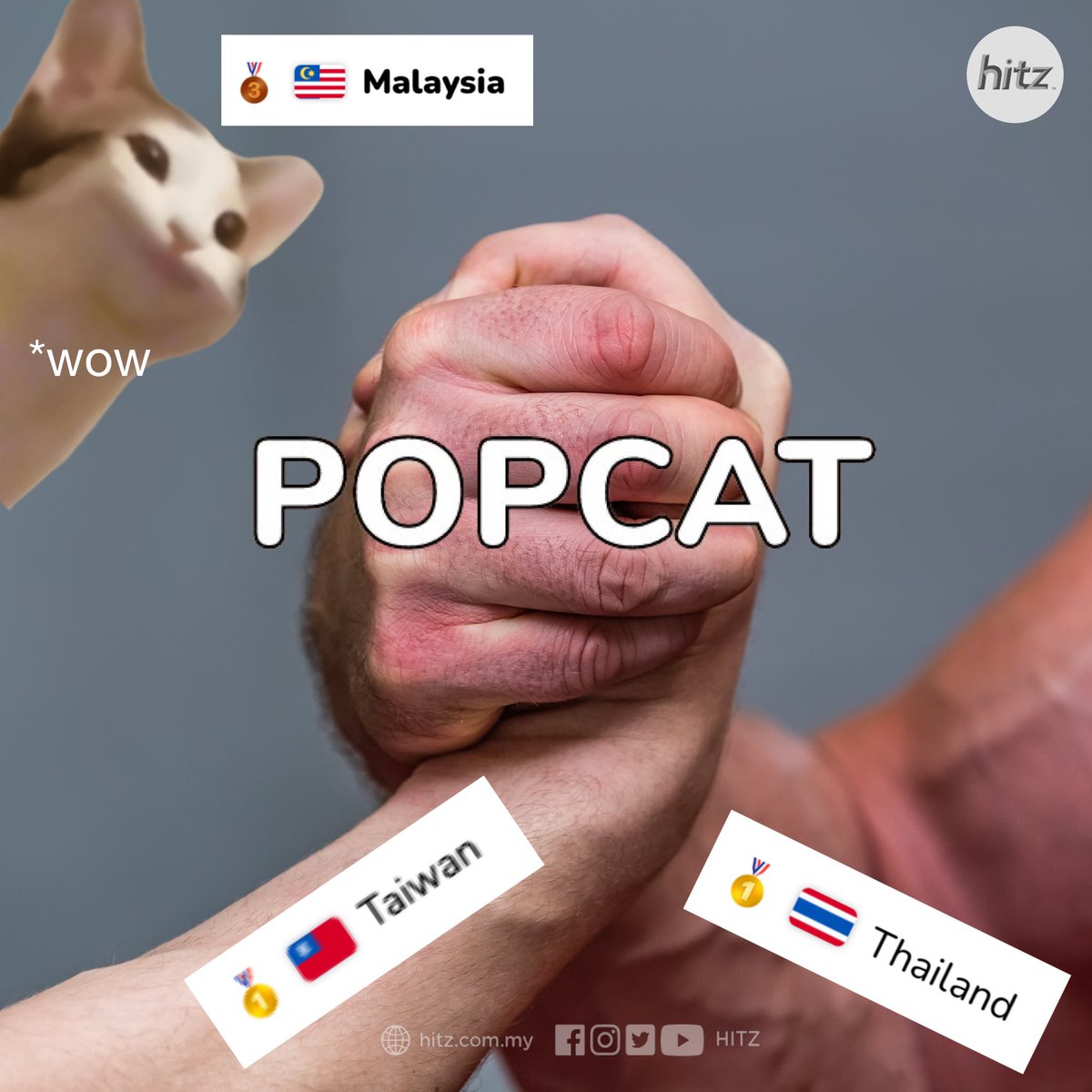 hitzdotmy's tweet photo. Taiwan took #1 before Thailand beat them to #2 again ๐ฑ๐ฅ KEEP CLICKING ๐ฒ๐พ #hitzmeme #popcat https://t.co/HtTi4fQi6v https://t.co/YCeACXENRr
