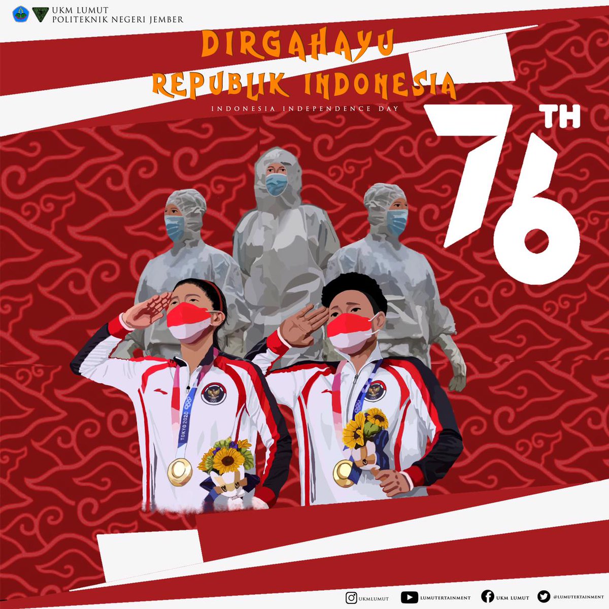 🇲🇨 SELAMAT HUT RI KE-76 🇲🇨

Thx to artwork: <a href="/hixelren/">hixelren</a> 

Selengkapnya link post Instagram : instagram.com/p/CSqFdQ4pn5b/…

#hutri76 #indonesia #tanahairku #dirgahayuindonesia #merdeka #indonesiajuara #pesonaindonesia #indonesiasehat #olimpiade #humaspolije #polije #bempolije