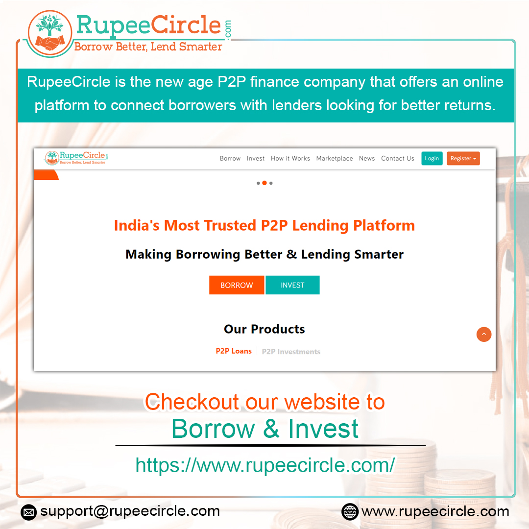 RupeeCircle's tweet photo. Rupeecircle is the new age P2P finance company that offers an online platform to connect borrowers with lenders looking for better returns.
Hurry Up Now!πhttps://t.co/hxkd0dL0Ru
#p2plending #P2P #p2pfinancing #P2PFinance #borrowers #RupeeCircle #BetterReturns https://t.co/4iovEpsEIG