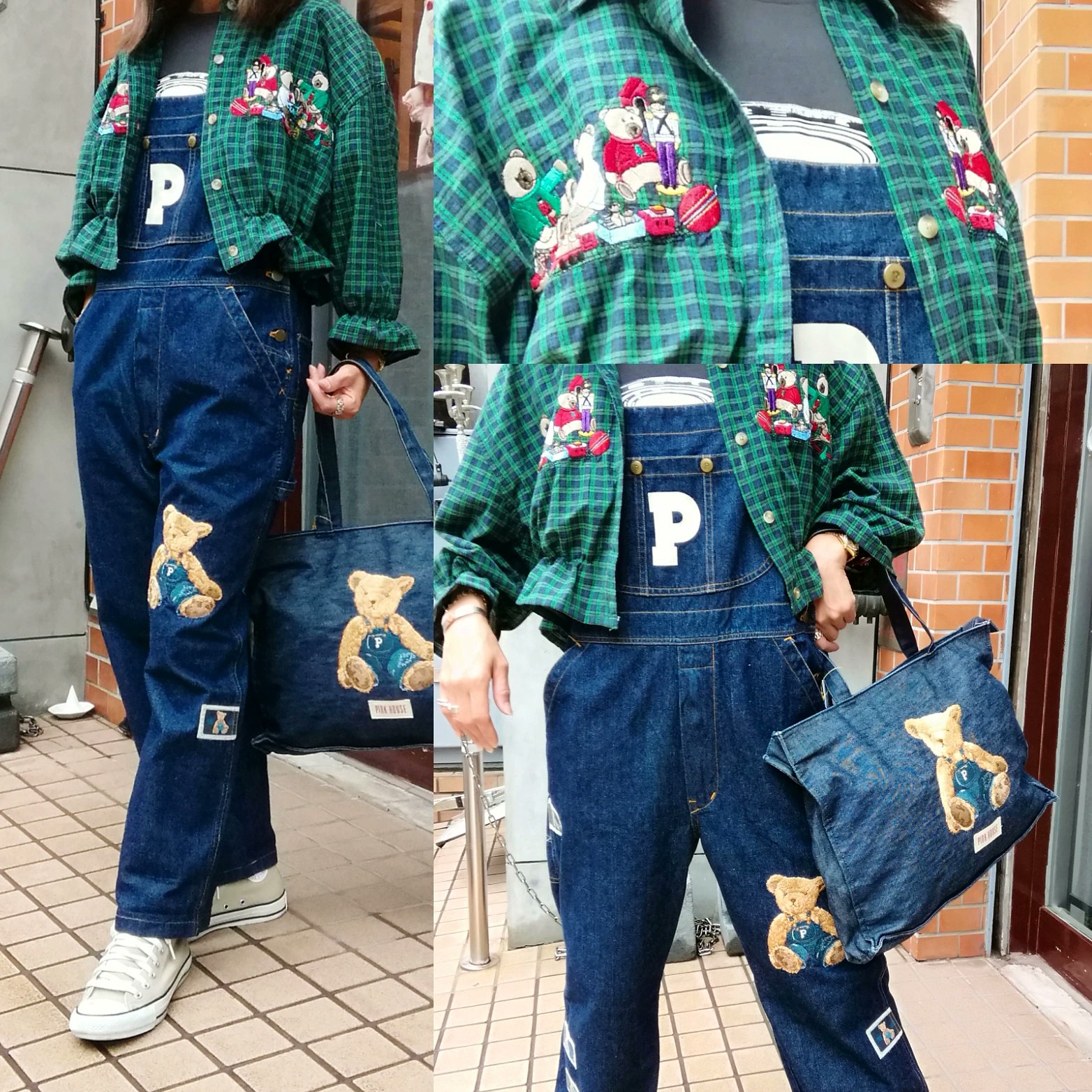 レビュー高評価」 ピンクハウス オーバーオール くま クマ 刺繍 www
