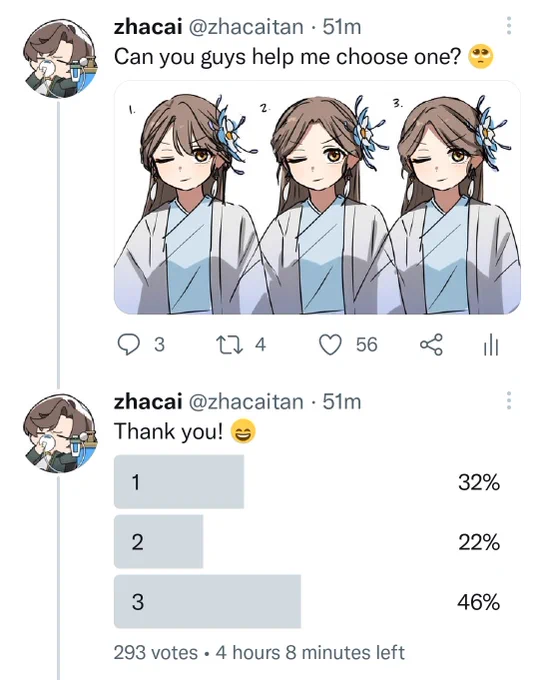Ended the poll early cuz I think 3 is in enough of a the lead 🤔 Thank you for helping me choose!! 🥰 