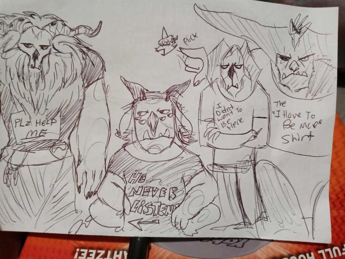 DinoKreechur's tweet photo. Doodled this goofy stuff on the back of my Yahtzee paper. 
#blinkousgaladrigal #vendel #trollhunters #trollhuntersriseofthetitans #gnomechomsky #angorrot https://t.co/jng54QX2gV