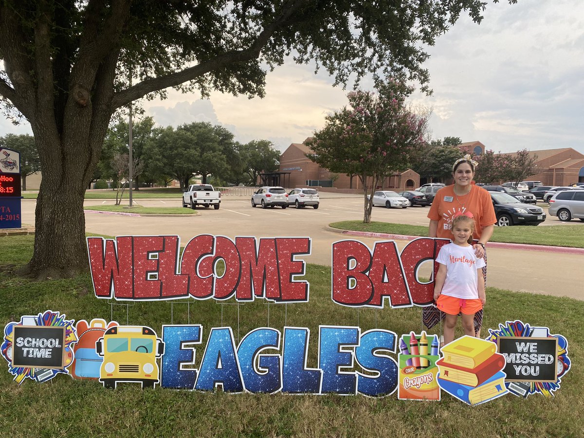 SimmonsEagles1's tweet photo. How cool is this?! @MrSimmonsMath in an @HESRegalEagle spirit shirt &amp; Jo is now an Eagle with me! Thank you @HesParents for the photo opps &amp; steel city pops! #hesshinebright #wearegcisd Joanna is so pumped to be an HES eagle!! My heart is full! https://t.co/6AV7vaoKhk