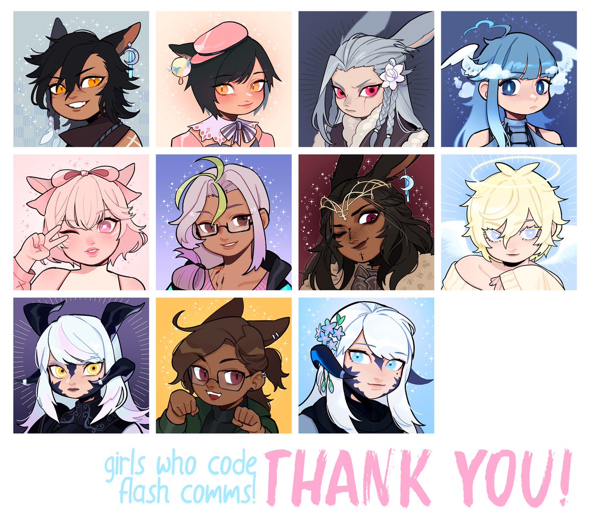 all the charity flash commissions for Girls Who Code are completed! $371 USD has been donated--thank you to everyone who commissioned and tipped!