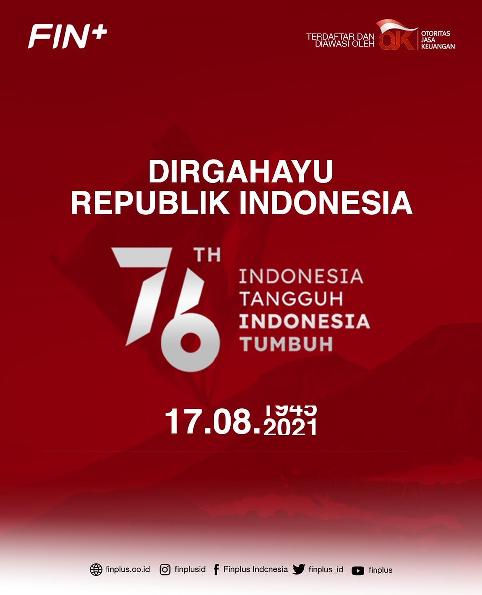 finplus_id's tweet photo. Darahmu tumpah di tanah pusaka. Jiwamu mengawal tegaknya Indonesia. Engkau pahlawanku. Engkau kusuma negaraku. Selamat hari Kemerdekaan bangsa Indonesia ๐ฎ๐ฉ
#TemanFinPlus #FinPlus #dirgahayuindonesia https://t.co/aHwntJ5fJs