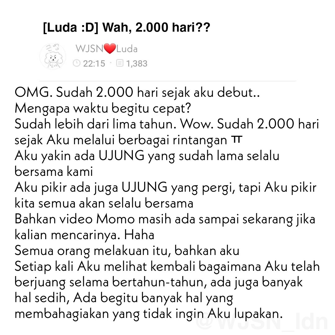 WJSN_Indonesia's tweet photo. 210816 LUDA Fancafe
"UJUNG.. Aku harap Kalian selalu bahagia. Aku akan membuat Kalian lebih bahagia di masa depan❤👊"
#2000dayswithWJSN
#WJSN #우주소녀 #LUDA #루다 https://t.co/fObAoAtdMZ