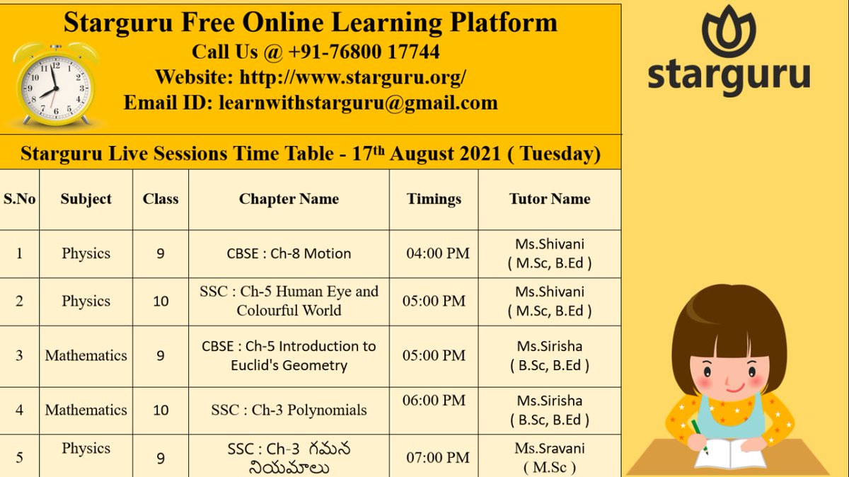 learnatstarguru's tweet photo. Today's Starguru Live Sessions Time Table
#freelivesession #education #livesessions #app #edtech #freeapp https://t.co/p2gtaA53o4