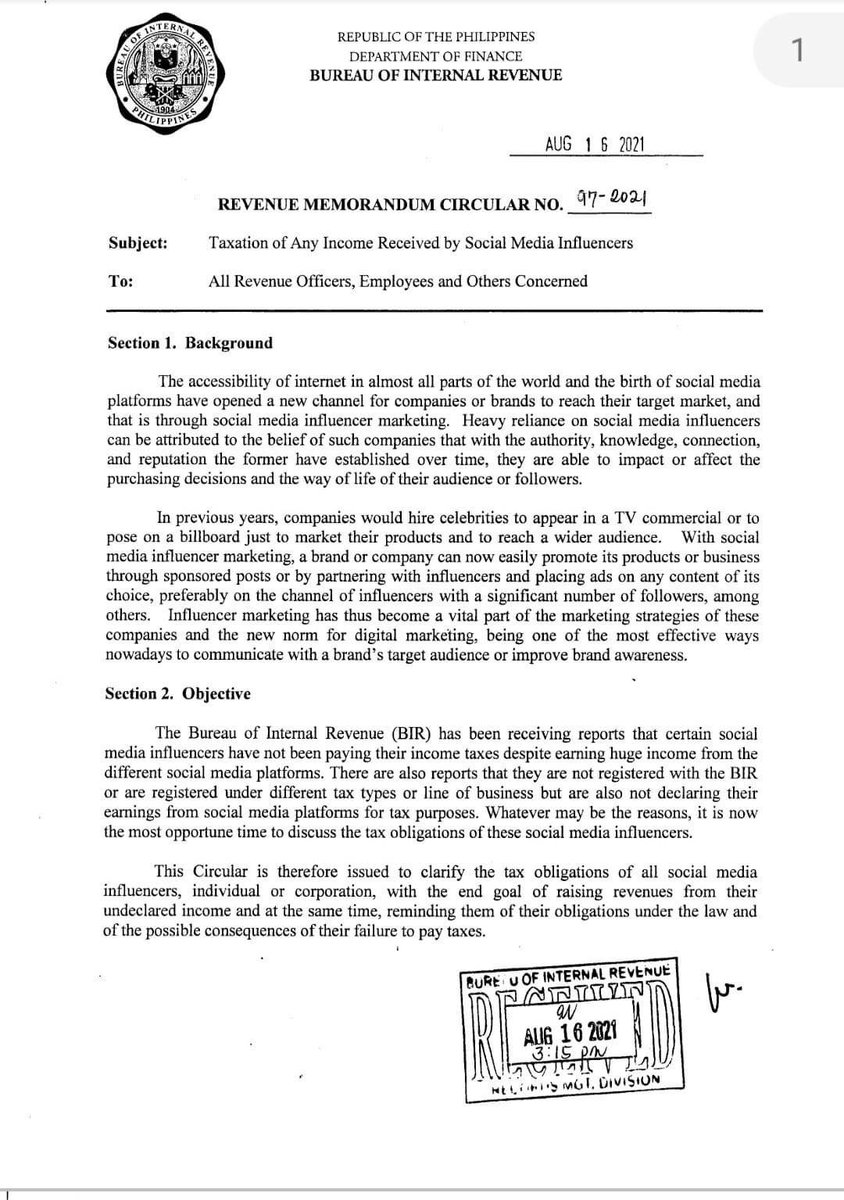 knowyourbizzph's tweet image. Will you take the challenge?🙂

The Bureau of Internal Revenue (BIR) issued a memorandum to remind social media influencers, who are making money through online content, of their tax obligations.RMC 97-2021 #Bloggers #VideoBloggers #Youtubers #SocialMediaInfluencers #Freelancers