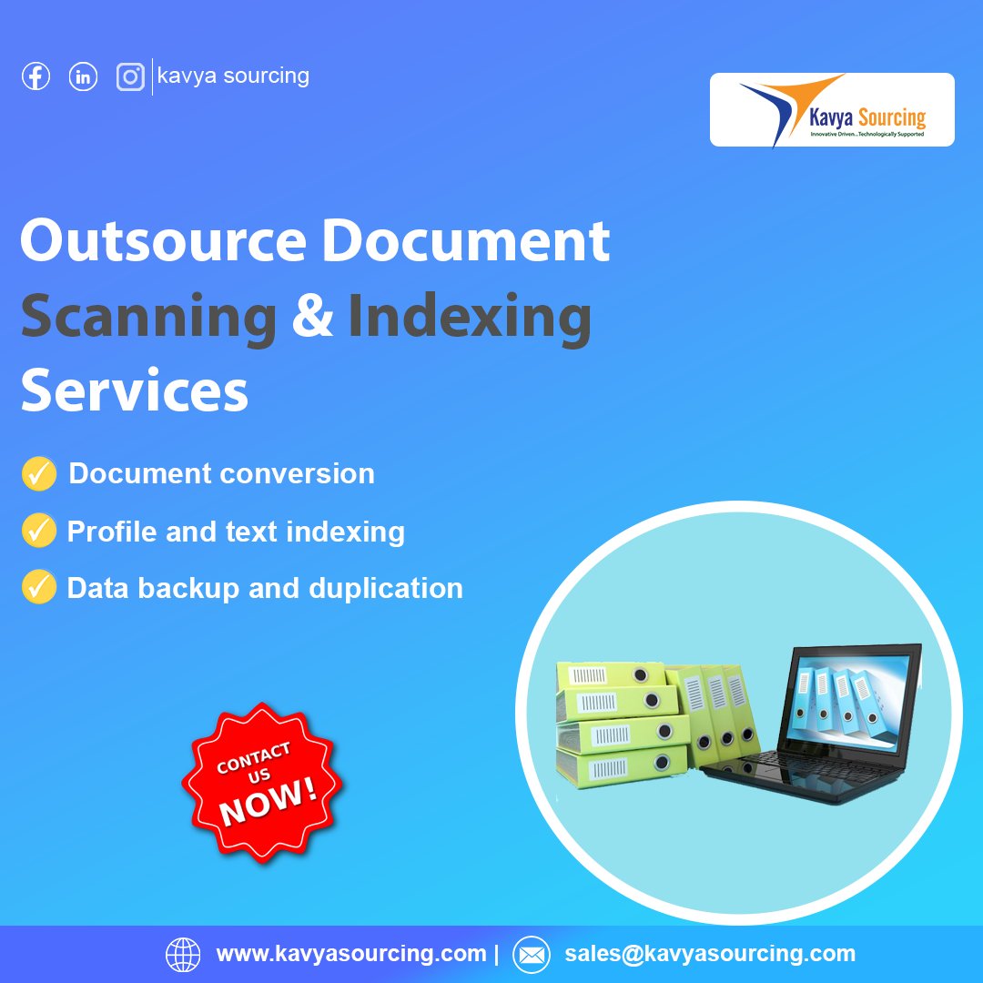 kavya_sourcing's tweet image. We provide accurate Document Indexing Services. Document Indexing and Meta-data indexing of digital documents for ease of search and retrieval of the digital documents.
#indexing #document #DocumentIndexing #dataindexing #DataEntry #documentscanning #outsource #outsourcing