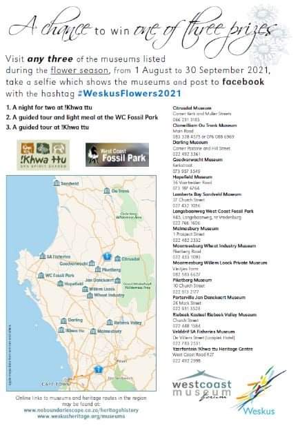 Needs plans for the #longweekend?
The #flowers are out, take that trip and while you at it pop into any 3 museums, take a selfie and win big!
#Weskusflowers2021
<a href="/FriendsSAMuseum/">Friends of SA Museum</a> <a href="/WeskusTourism/">Weskus Tourism</a> @FTTourism