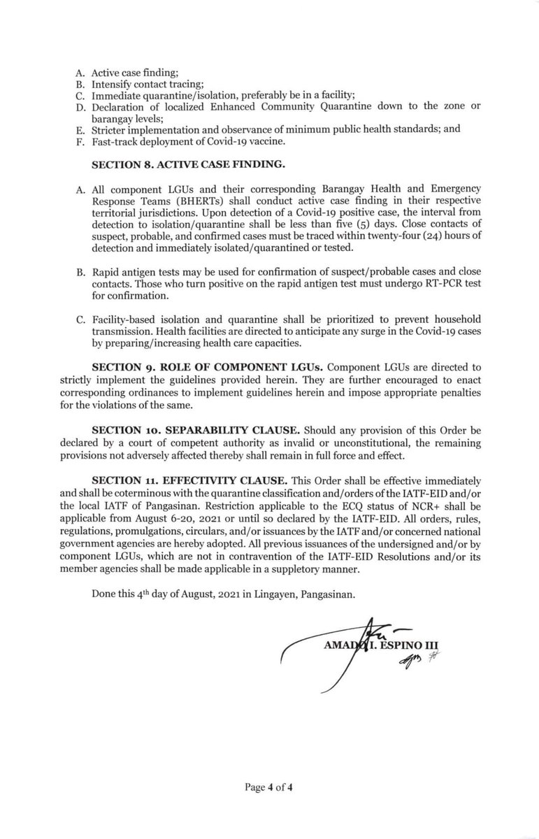 EvaVisperas's tweet photo. Pangasinan Gov. Amado Espino III has issued an executive order intensifying COVID-19 measures and travel restrictions to prevent the transmission of the Delta variant.
@PhilippineStar https://t.co/N7z067PDg3