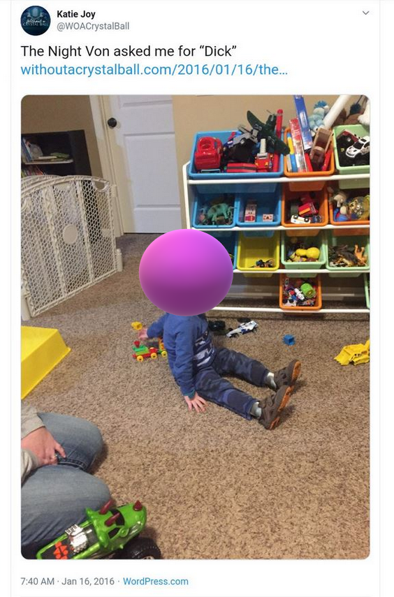 BlueRose1959's tweet photo. @ZagCreations @kissaa89 @woacbofficial @YouTube Do you see anything wrong with Katie using her child as click bait? Everything people know about Katie and her child, has come from Katie. She's been doing it for years. I redacted the pic....The title is inappropriate!! https://t.co/6y3dcThlvA