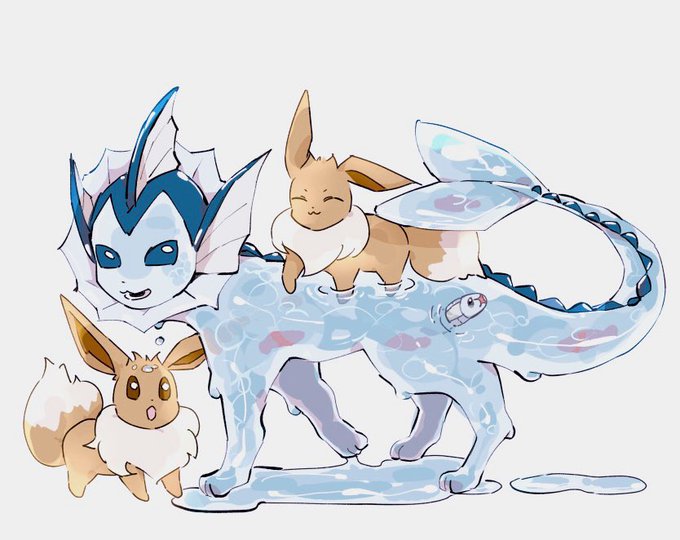 イーブイ「#ポケモンイラスト シャワーズとイーブイ 」|YYYの