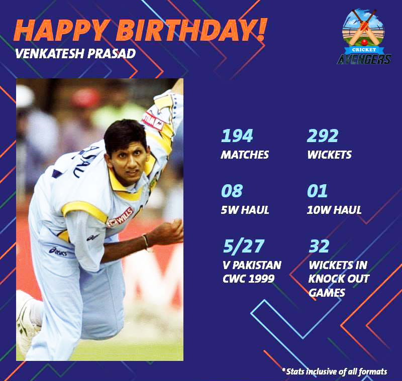 Here\s wishing former bowler Venkatesh Prasad a very happy birthday.  