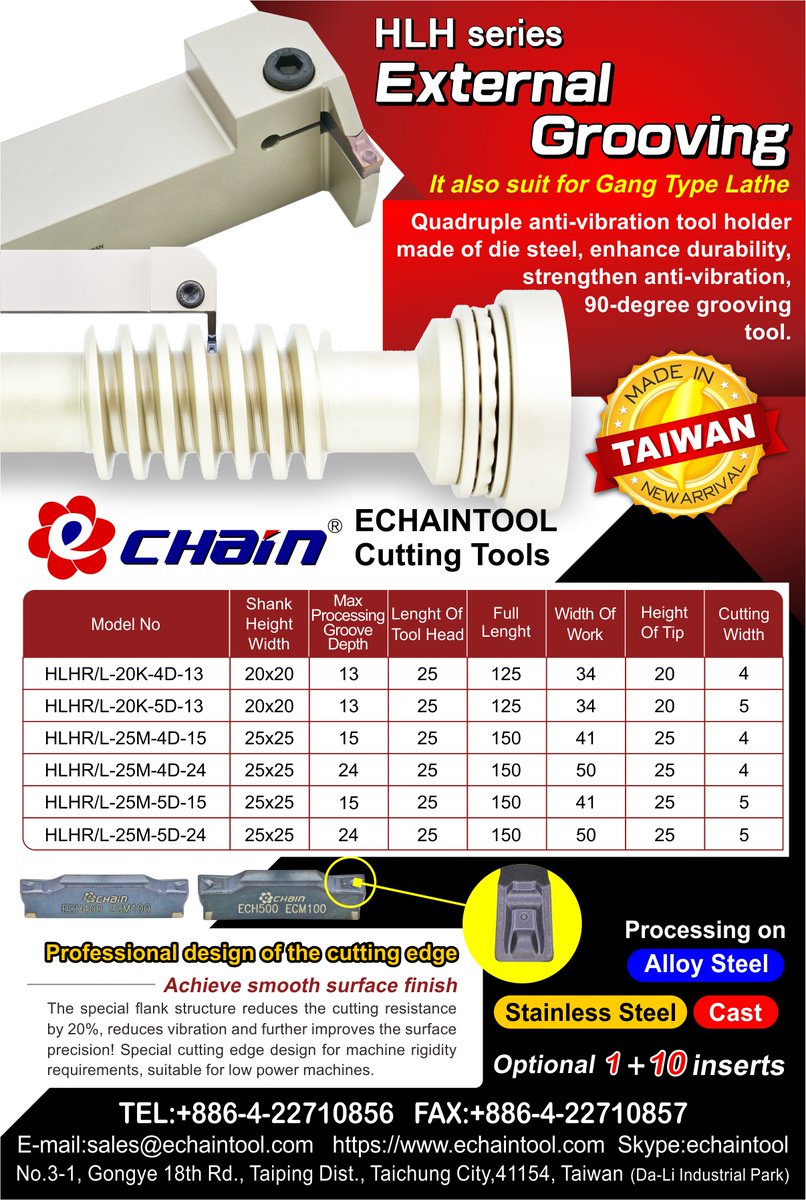 Echaintool's tweet photo. Hello guys
Come to see we release the new items as below.
email: sales@echaintool.com
Skype: echaintool
WhatsApp: +886978290086
#CarbideEndMill #CarbideBoringBar #carbidedrill #grooving #rapiddrill #endmill #toolholder #boringbar #ECHAINTOOL #MadeInTaiwan https://t.co/tLJLfMkQih