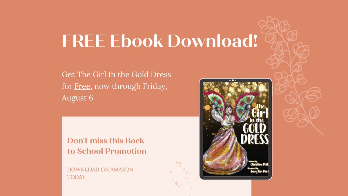 GirlInGoldDress's tweet photo. Celebrating #backtoschool with a #freeebook copy of #TheGirlintheGoldDress - now thru Fri, August 6 get a #Kindle download for your device! You will love this beautiful story! #freedownload #teachertwitter #weneeddiversebooks #asianamerican #koreanamerican https://t.co/c27tL3htJO https://t.co/4M8CTdcef9