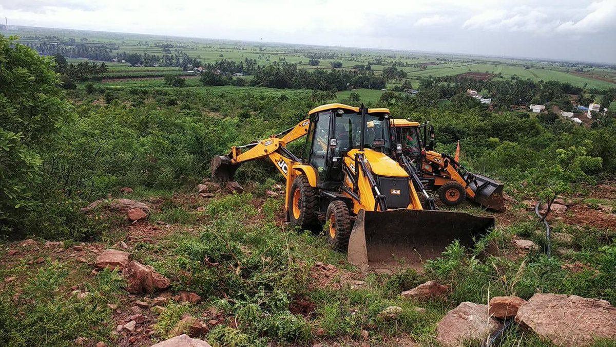 astitvam's tweet photo. Heart breaking! Government of Karnataka bulldozing the trees that we planted five years ago with the help of Jain Muni Kulabhushan ji maharaj. He looked after these plants as his own children. 
Sad. Very sad! 😞

Congrats 
@BSBommai @siddusavadi_bjp https://t.co/KTkNjOgYNv
