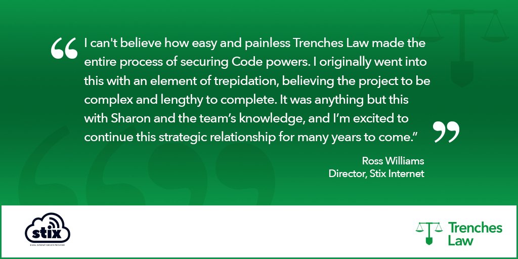 TrenchesLaw's tweet image. Let’s keep the conversation going about #CodePowers…

This time the insight comes from @StixInternet who we supported throughout its successful application.

We know these processes can often seem like a daunting task, but we’re here to help you every step of the way.