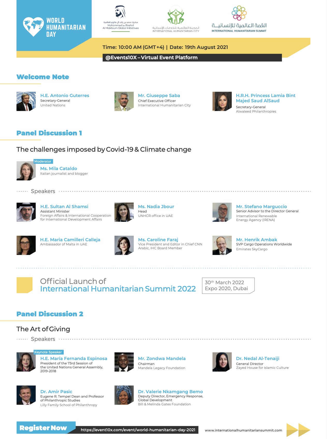 Pasic 2022 Schedule Ihc On Twitter: "We Would Like To Invite You All To Celebrate Together With  Ihc Community The 2021 World Humanitarian Day. The Program Will Start  10:00Am Dubai Time (Gmt+4) On Thursday August