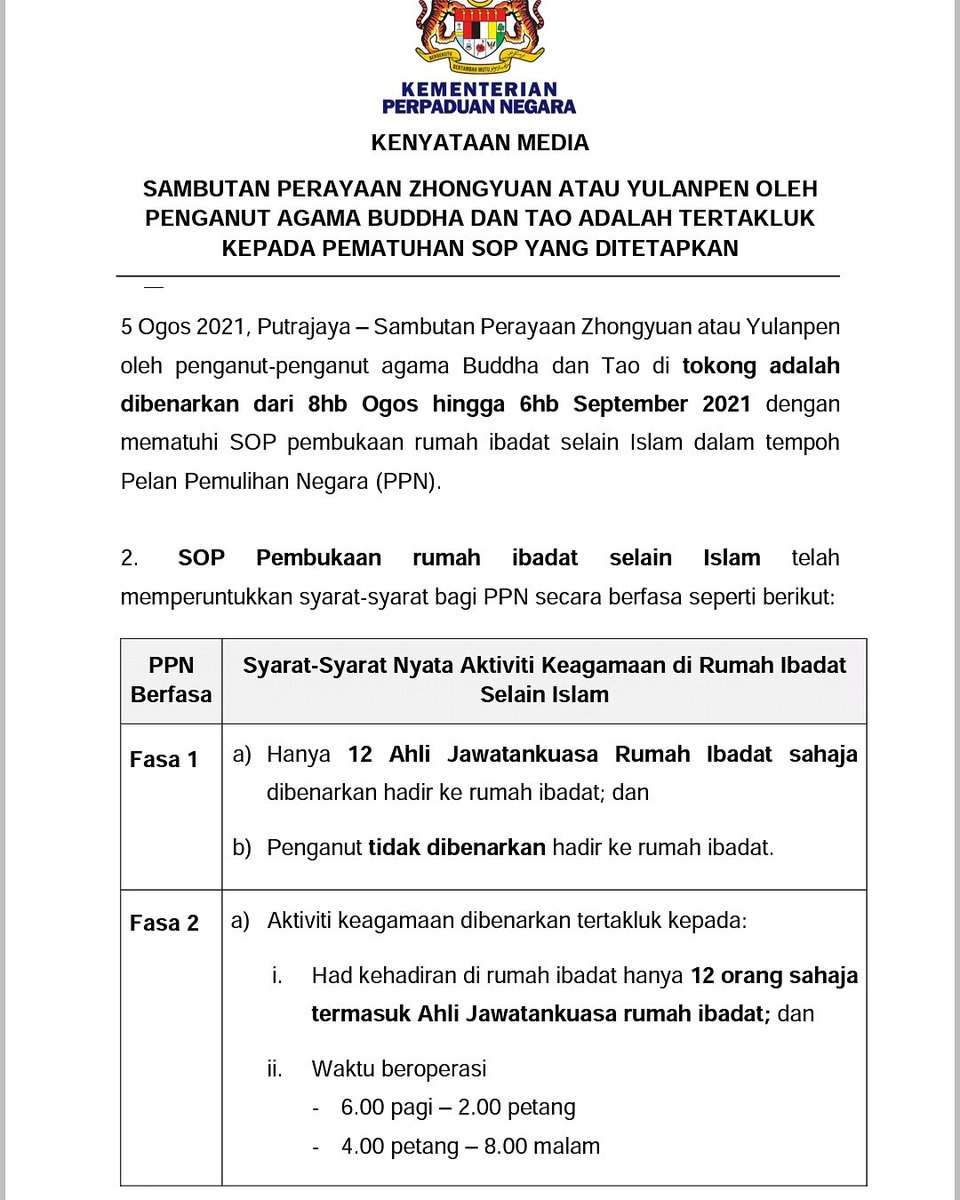 Kementerian perpaduan negara sop