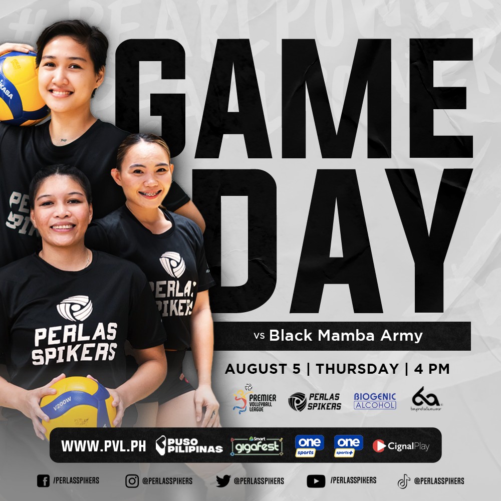 Last 3 games for the Pearls! 

We face Black Mamba Army at 4pm. 🤍🖤 

#PVL2021 
#PerlasFanSamahan 
#PearlPower