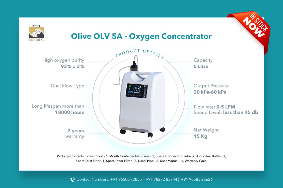 shakedeal's tweet photo. Olive OLV 5A - 0-5 LPM Dual Flow Medical Grade Oxygen Concentrator.
Buy now- https://t.co/QNvIVfzad3
.
.
.
#oxygenconcentrator #oxygencyclinder #oxgenconcentrators #covidessentials #oxygenconcentratorindia #oxygen #shopnow #medicaluse #hospital #onlineshopping #onlinebestseller https://t.co/jTc6Bti9Ah