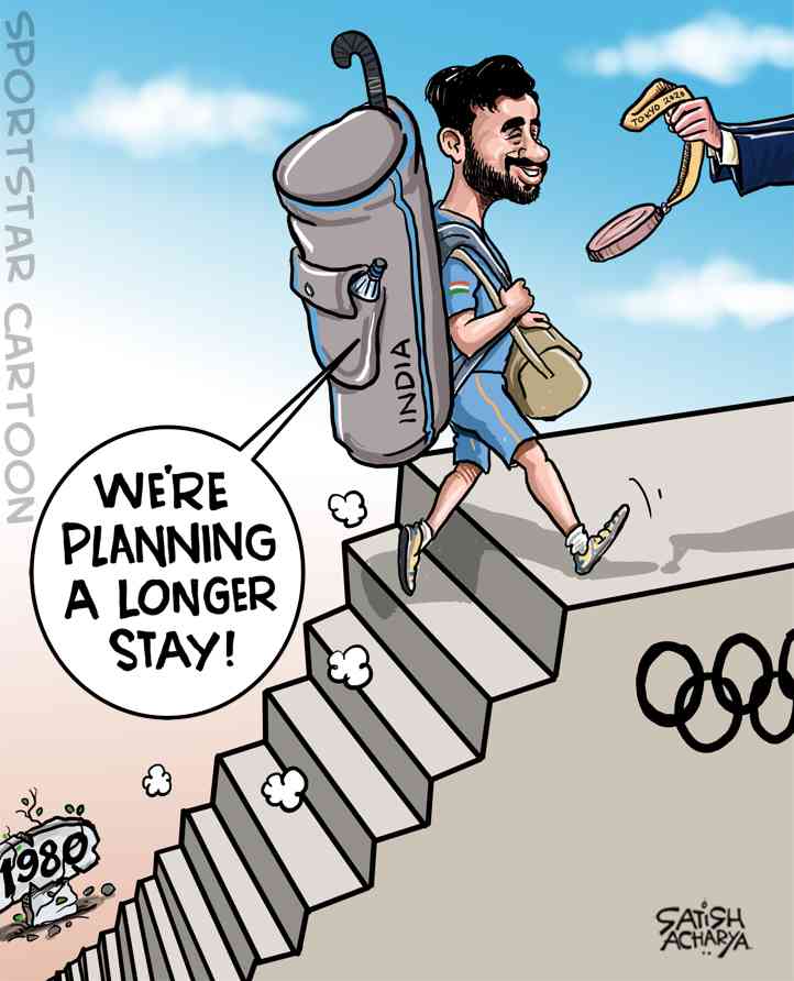 Satish Acharya on Twitter: "First Olympic medal for Indian hockey after 40  years! @sportstarweb cartoon #IndianHockey #TokyoOlympics… "